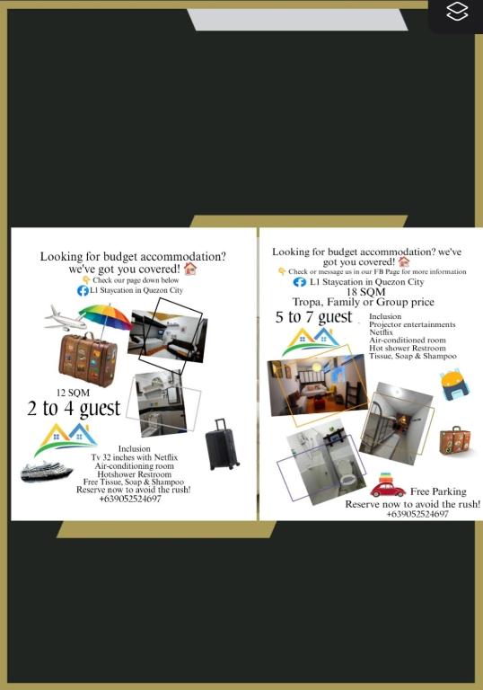 L1 Staycation in Quezon City 1Br or 2Br, Манила