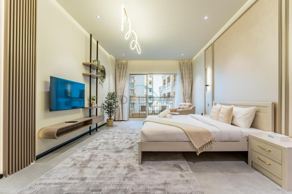 Near Major Tourist Destinations, Balcony Overlooking Community and Pool, Burj View Residence, Arjan - Dubailand by Deluxe Holiday Homes, Dubai