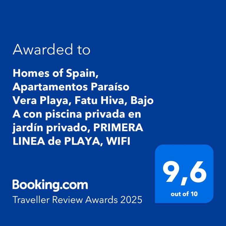 Apartamentos Paraíso Vera Playa, Fatu Hiva, Bajo A con piscina privada en jardín privado, PRIMERA LINEA de PLAYA, WIFI - 2
