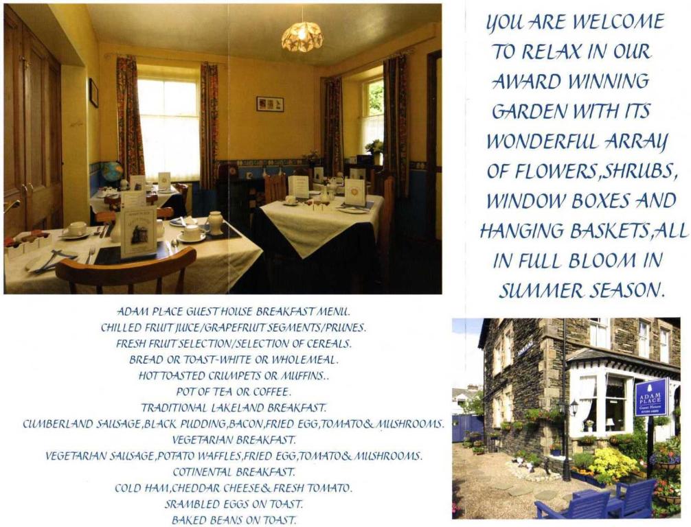 Facilities, Adam Place Guest House in Windermere