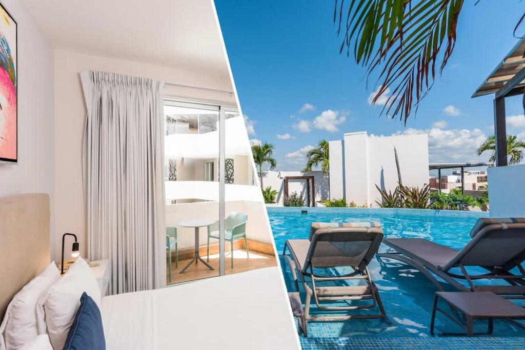 Luxury Studio with Kitchen AC Gym Pool Security, Playa del Carmen