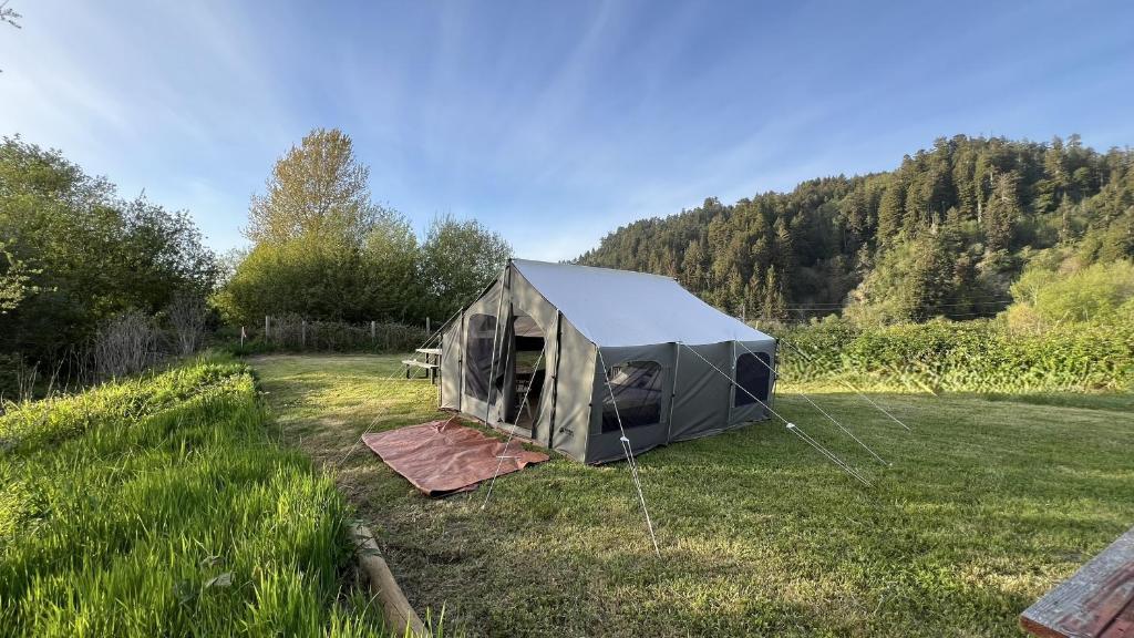 Glamping tent on the river, Klamath