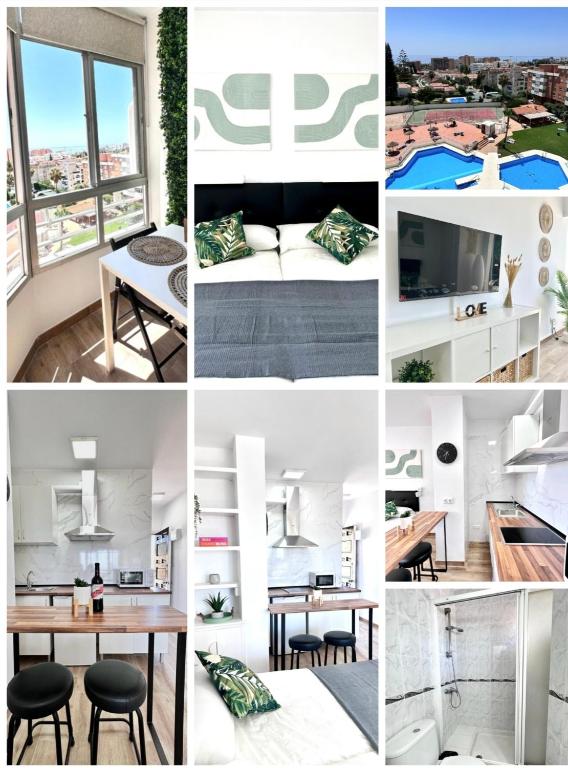 New stylish studio with pool & sea view, Torremolinos