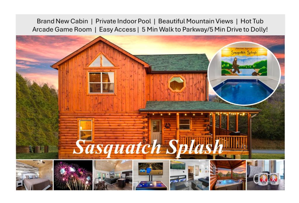 Sasquatch Splash Premier Private Pool Cabin with Hot Tub, Mtn Views, Arcade Games, Excellent Location, Pigeon Forge