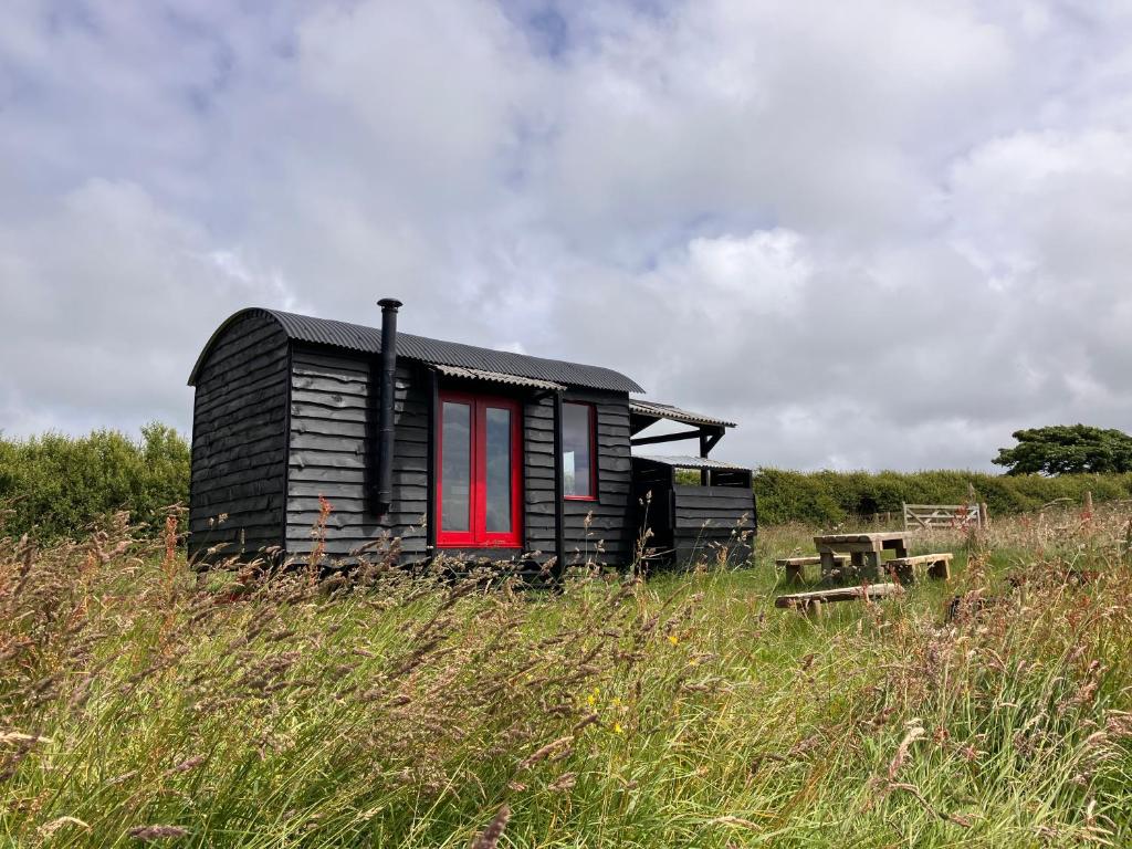Shepherds Hut in a private meadow with sea views, Hartland