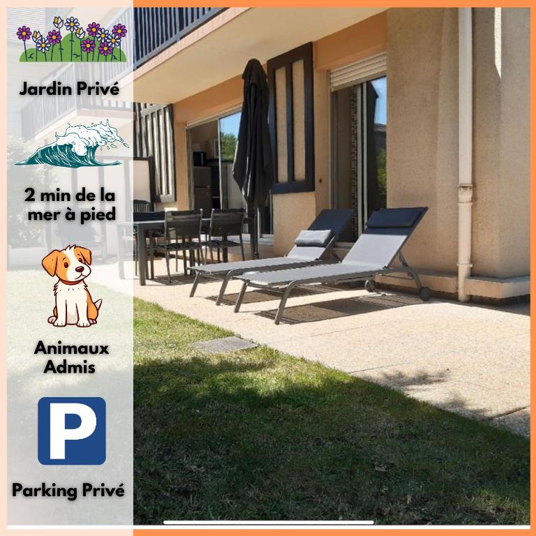 Charmant T2 à 2 min de la mer, avec Jardin Privé et clôturé, Parking, à proximité du Centre-Ville, Cabourg