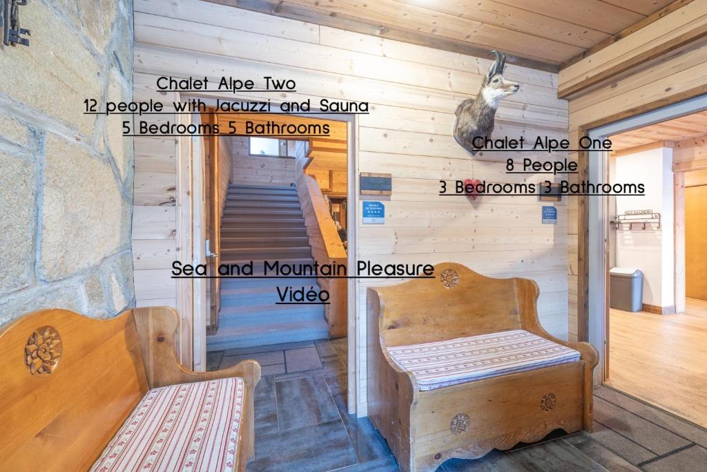 Chalet Alpe d'Huez 1850-Sea and Mountain Pleasure Avec 2 appartements- 1 Appartement 3 Chambres 8 Couchages - 3 Salles d'eau et 1 Appartement 5 Chambres 12 Couchages 5 Salles d'eau - Jacuzzi et Sauna -Pieds des Pistes et Centre - 5