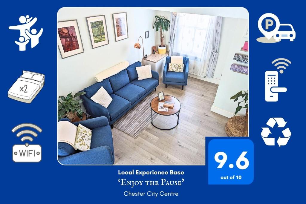 Enjoy the Pause Holiday Home, A Quiet City Centre, 2 Double Bed, Free Parking, Manchester Airport 50 min drive, Chester