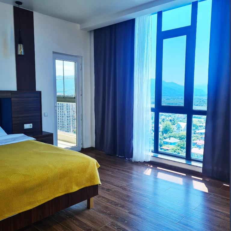 Panoramic #1 Sea Mountain View 1BR apartment Living Room, Balcony, Kitchen, Batumi