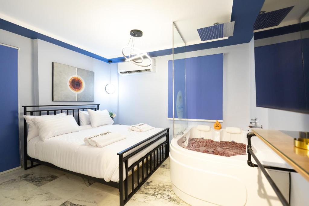 Luxury 1BD Studio wz Jacuzzi 5min to Airport, Massager, Káhira