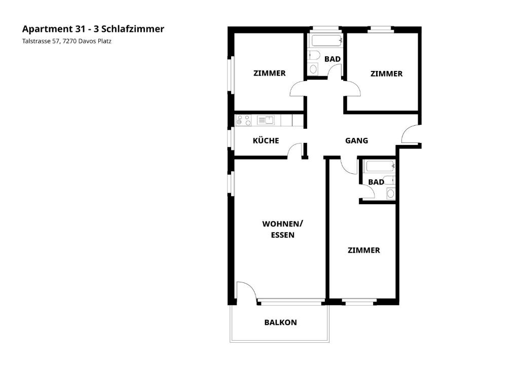 Großzügige 3 Schlafzimmer Wohnungen in Davos Bergblick zentral - 5