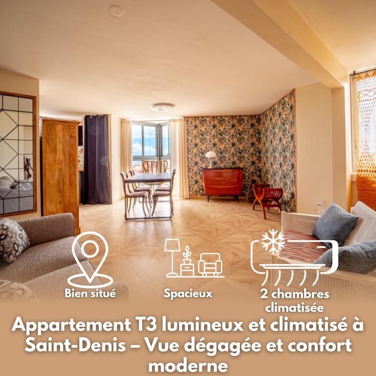 L'Anaxa, rénové, 2 chambres climatisées, centrale, Saint-Denis