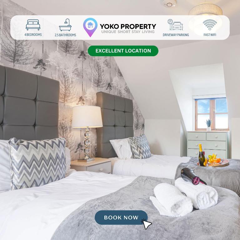 Loughton House - Central Location - Driveway Parking, Self-Check-In, Garden, Super-Fast Wifi and Smart TVs by Yoko Property, Milton Keynes