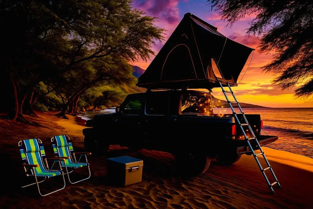 Embark on a journey through Maui with Aloha Glamp's jeep and rooftop tent allows you to discover diverse campgrounds, unveiling the island's beauty from unique perspectives each day，位于帕依亚的酒店
