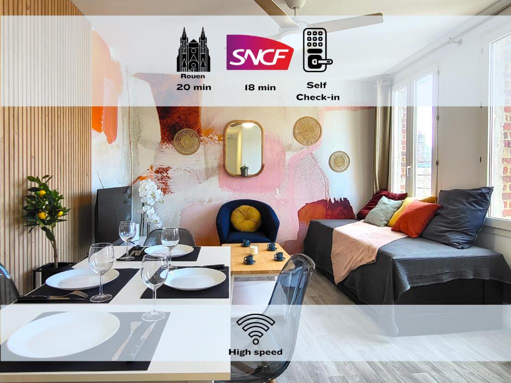 Oxygen - Lumineux deux-pièces à 20min de Rouen, Caudebec-lès-Elbeuf