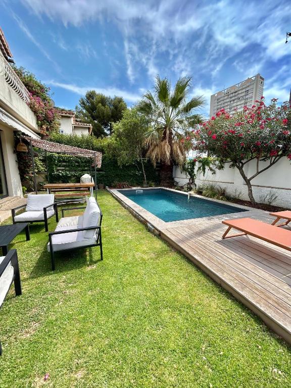 Villa Mimosas - 3 chambres climatisées, piscine privée, jardin, proche Cité Radieuse - Quartier Sainte Marguerite - 4