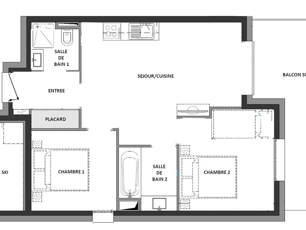 Appartement 3 pièces, 2 salles de bain, près des pistes, animaux acceptés - FR-1-293-281 - 2