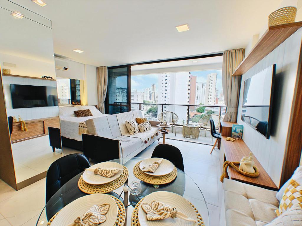 Flat Luxo com Coworking, Academia e Rooftop - WiFi 1Gb - Beira Mar 4 min, Fortaleza