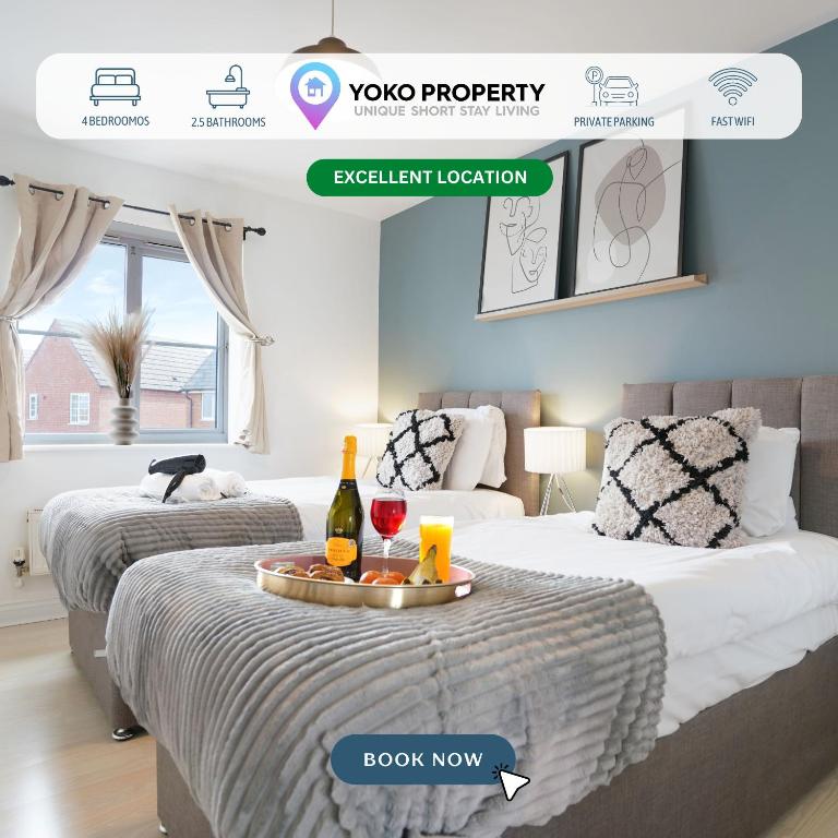 Grange House with Free Parking, Garden, Superfast Wifi and Smart TVs with Netflix by Yoko Property, Northampton