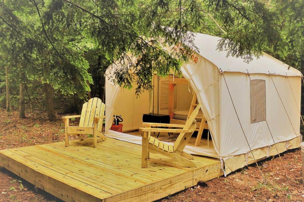 Private Riverfront Safari tent for a Glamping Experience in the Monadnock Region, New Hampshire, Bennington