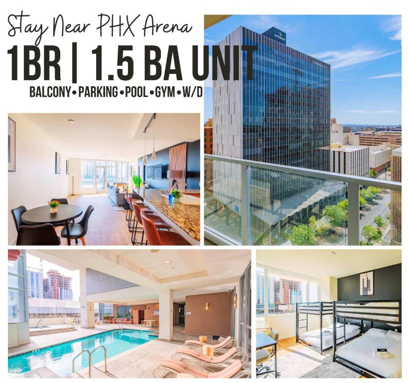 Stylish 1BR HighRise DT, Parking, Pool, Gym, W-D, Golf, Phoenix