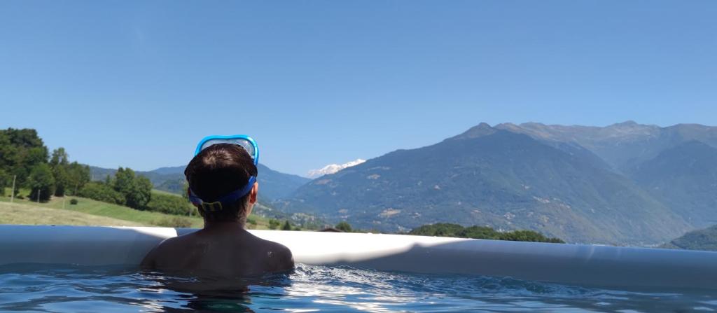 Domaine Le Manoir, bain nordique privé, vue Mont-Blanc - 4