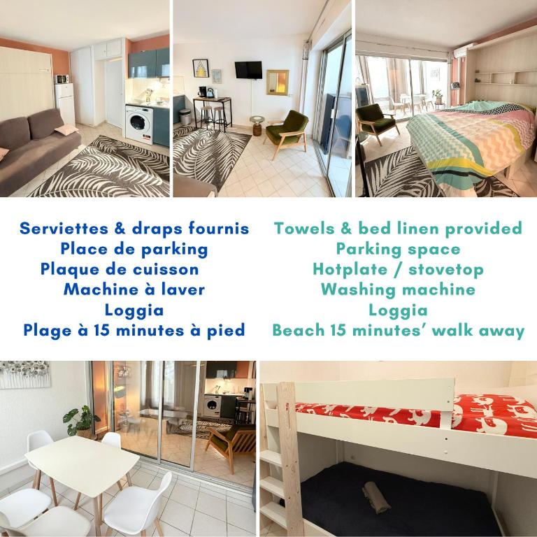 Ponant La Grande Motte Cosy Studio 4 pers Parking,Clim,piscine, Golf, Plage - 5
