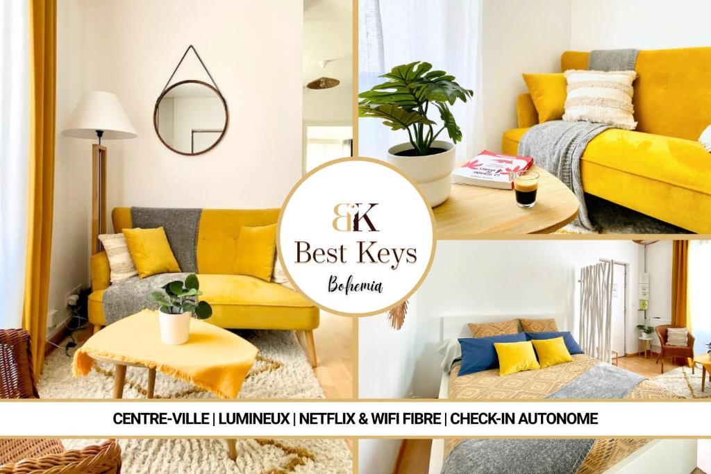 Bohemia - By BEST KEYS - Idéal Pro & Couple - Cosy - Centre Ville - SMART TV - Machine à Café Nespresso - Netflix & WiFi Fibre - Check-in Autonome - Parking Facile & Gratuit - Confort & Équipements Premium, Sens