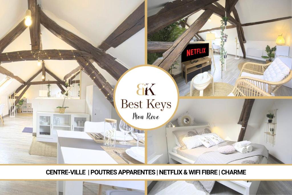 Mon Rêve - By BEST KEYS - Loft Cosy & Charme Authentique - Poutres Apparentes - Centre Ville - Netflix & WiFi Fibre - Smart TV - Machine à Café Nespresso - Check-in Autonome - Parking Facile & Gratuit, Sens