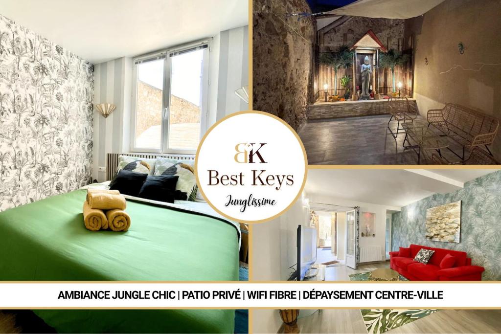 Junglissime - By BEST KEYS - Déco Jungle & Grand Patio Privé - 1 chambre séparée & 1 canapé convertible - Centre Ville - Smart TV - Machine à Café Nespresso - WiFi Fibre - Check-in Autonome - Parking Facile & Gratuit, Sens