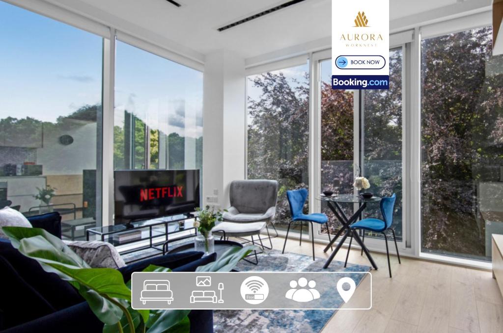 Stylish 2BDR Apartment With Cinema, Gym and Free Parking By Aurora WorkNest Short Lets & Serviced Accommodation London, Kew Bridge