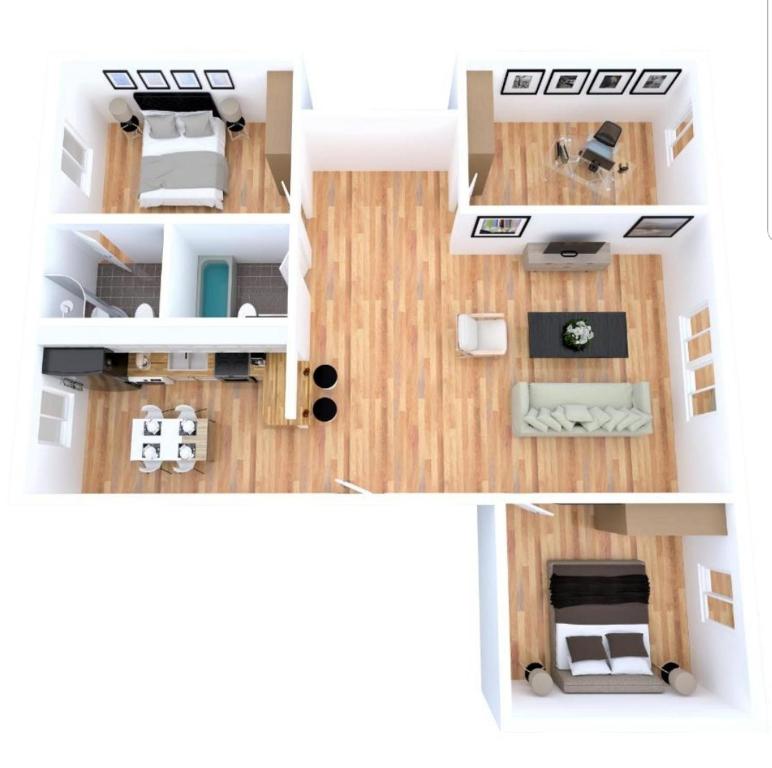 Le Bleu - Parking - 2 chambres - 1 bureau - 2