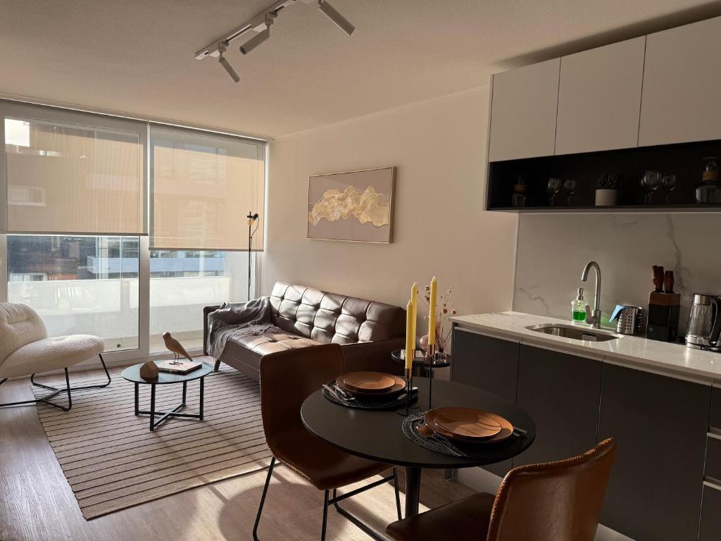 Modern 1D1B with Style Full Living Room and Kitchen - 1