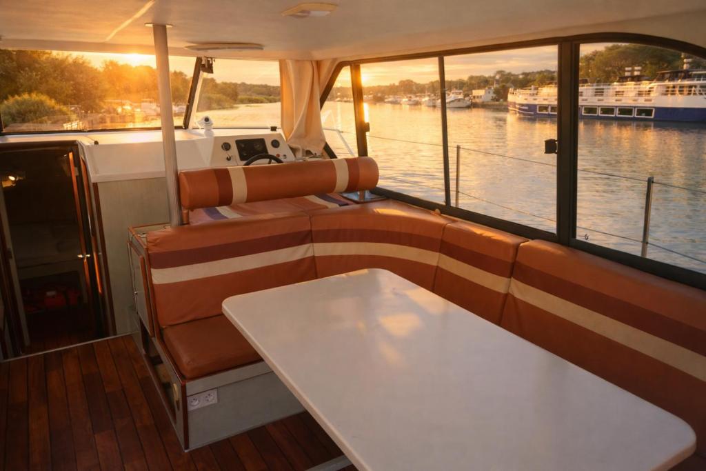Bateau 6 personnes sans permis terrasse à quai ou Supplément Navigation - 3