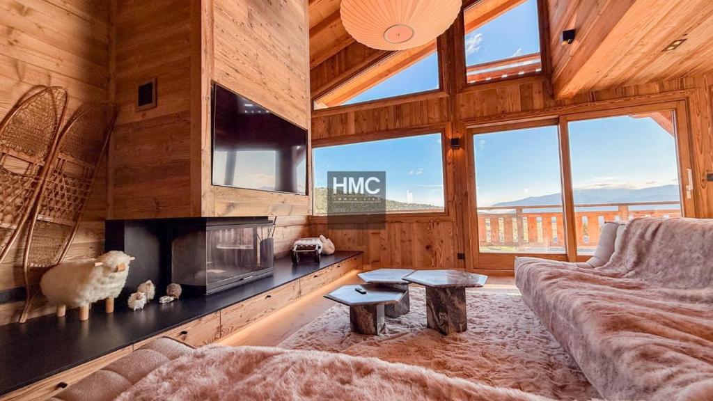 Agane skis aux pieds jacuzzi et vue montagne - 1