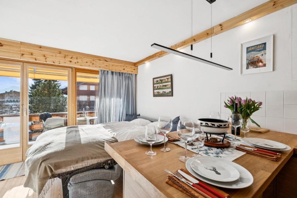 Central flat in Villars sur Ollon, Amethyste, for 4, with two double beds, balcony and 75m to ski-train - 5