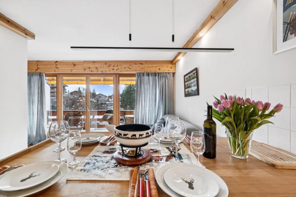 Central flat in Villars sur Ollon, Amethyste, for 4, with two double beds, balcony and 75m to ski-train - 3