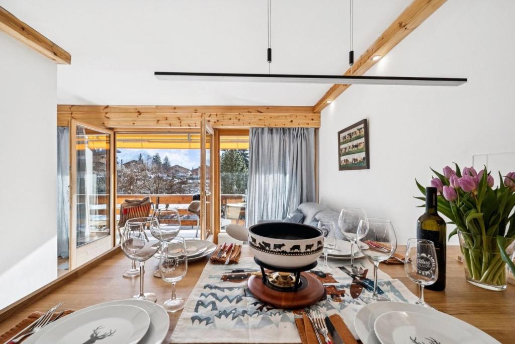Central flat in Villars sur Ollon, Amethyste, for 4, with two double beds, balcony and 75m to ski-train - 4