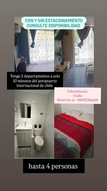 Departamento 3 dormitorios 1 baño cerca aeropuerto internacional Pudahuel Santiago Chile - 1