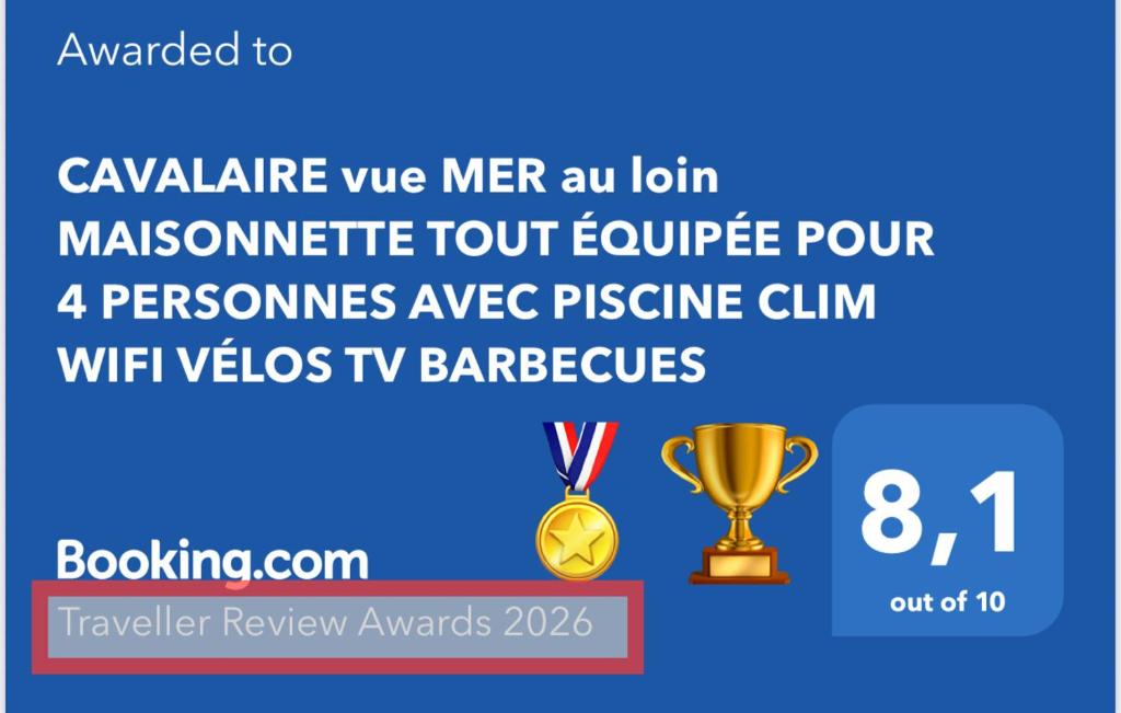 CAVALAIRE vue MER au loin MAISONNETTE TOUT ÉQUIPÉE POUR 4 PERSONNES AVEC PISCINE CLIM WIFI VÉLOS TV BARBECUES - 2