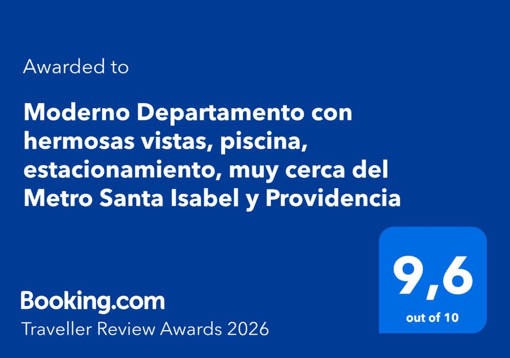 Moderno Departamento con hermosas vistas, piscina, estacionamiento, muy cerca del Metro Santa Isabel y Providencia - 2