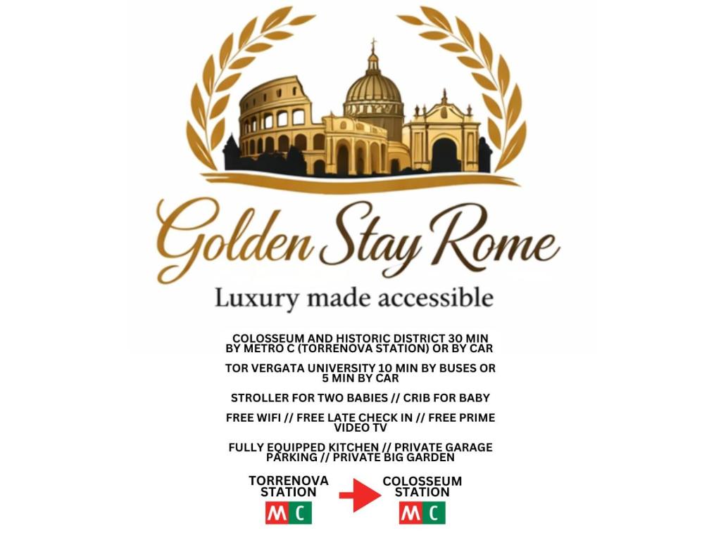 Golden Stay Rome - Entire Apartment for 6 People with Private Garden and Garage - Close to Metro C - 2