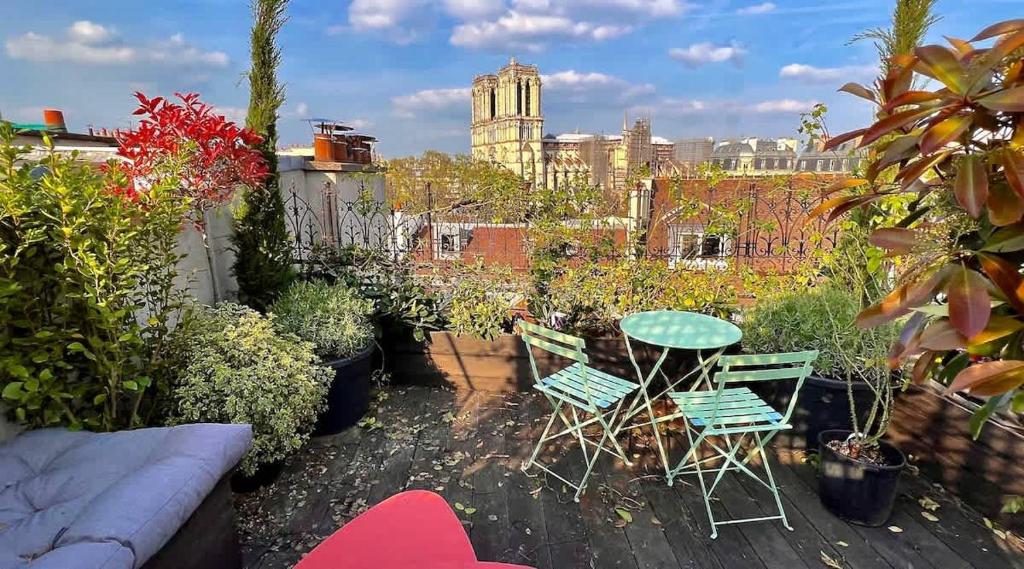 Rooftop Garden Triplex With AC Over Notre - Dame - 1