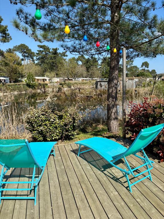 Mobil home avec terrasse - proche plages Cap-Ferret - 4-6 pers Camping 4 étoiles Les Viviers - 1