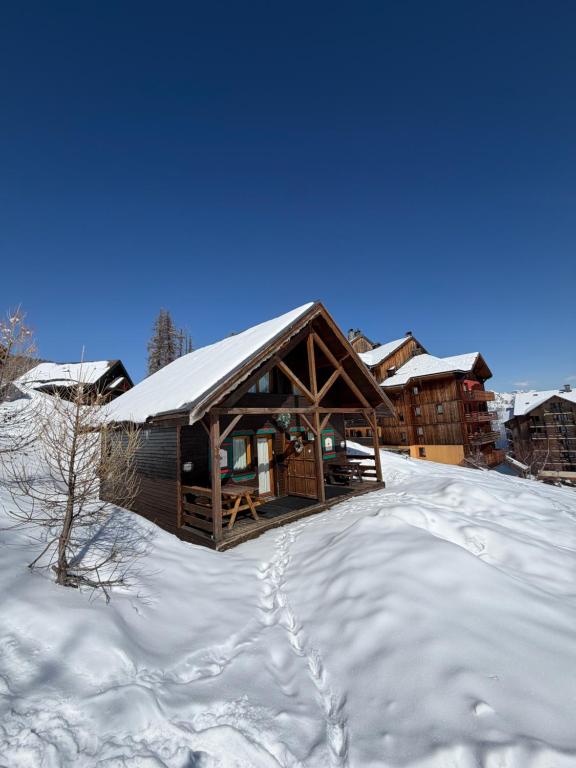 Duplex cosy jusqu'à 6 personnes- chalet des Pléiades - départ skis aux pieds en bordure de piste sans portage - au milieu des fleurs en été - l'autre duplex du chalet est également à nous - 3