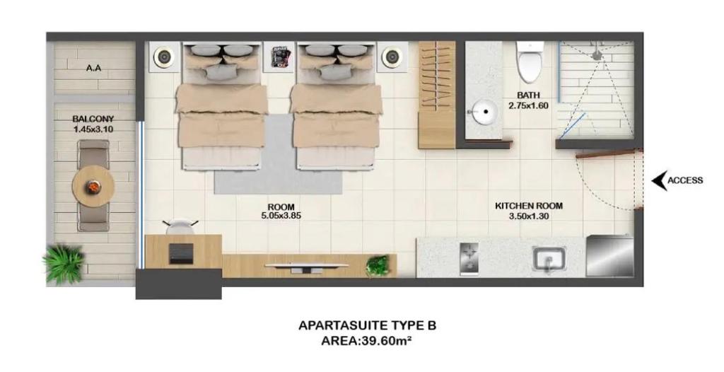 Luxury Studio Delventto 2 min Playa - 1