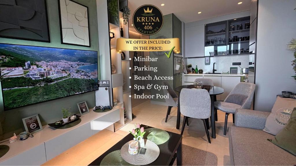 KRUNA 406 Luxury Sea View Apartment with Parking, Minibar, Spa & Beach, Bečići - 1
