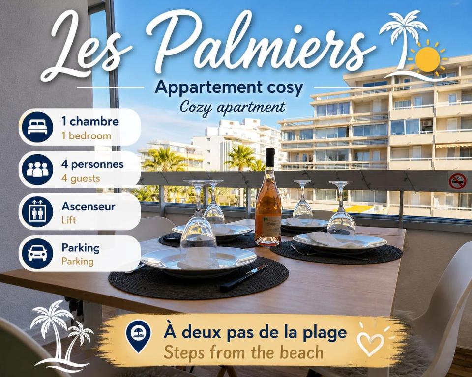 Les Palmiers Appartement 4 personnes 50m De La Plage Parking - 1