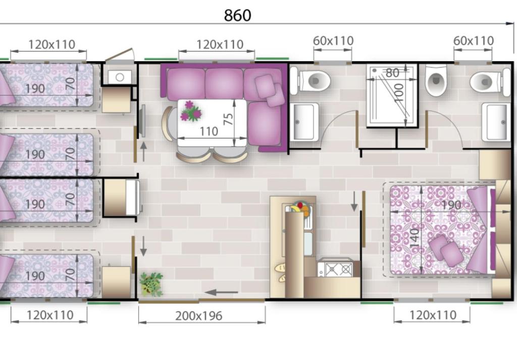 Camping Village Internazionale Sottomarina Mobilehome Gardenia HUB für 6 Personen - 4