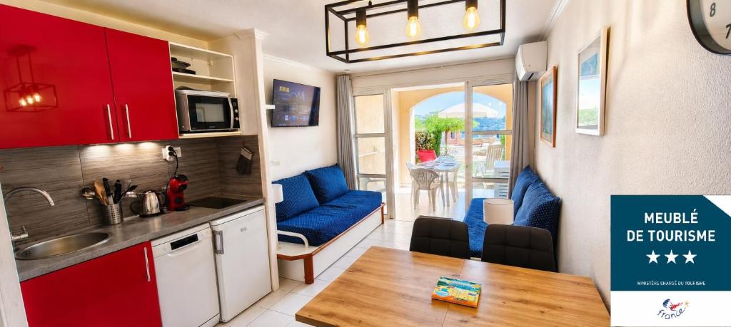 Cap Esterel, quartier Belvédère 2p meublé tourisme 3 étoiles climatisé Rez-de-Jardin, Vue Mer, WIFI, Piscine et Parking inclus - 1
